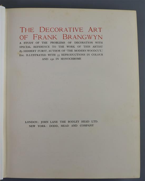 Furst, Herbert Ernest Augustus - The Decorative Work of Frank Brangwyn, qto, cloth, with 33 colour plates,